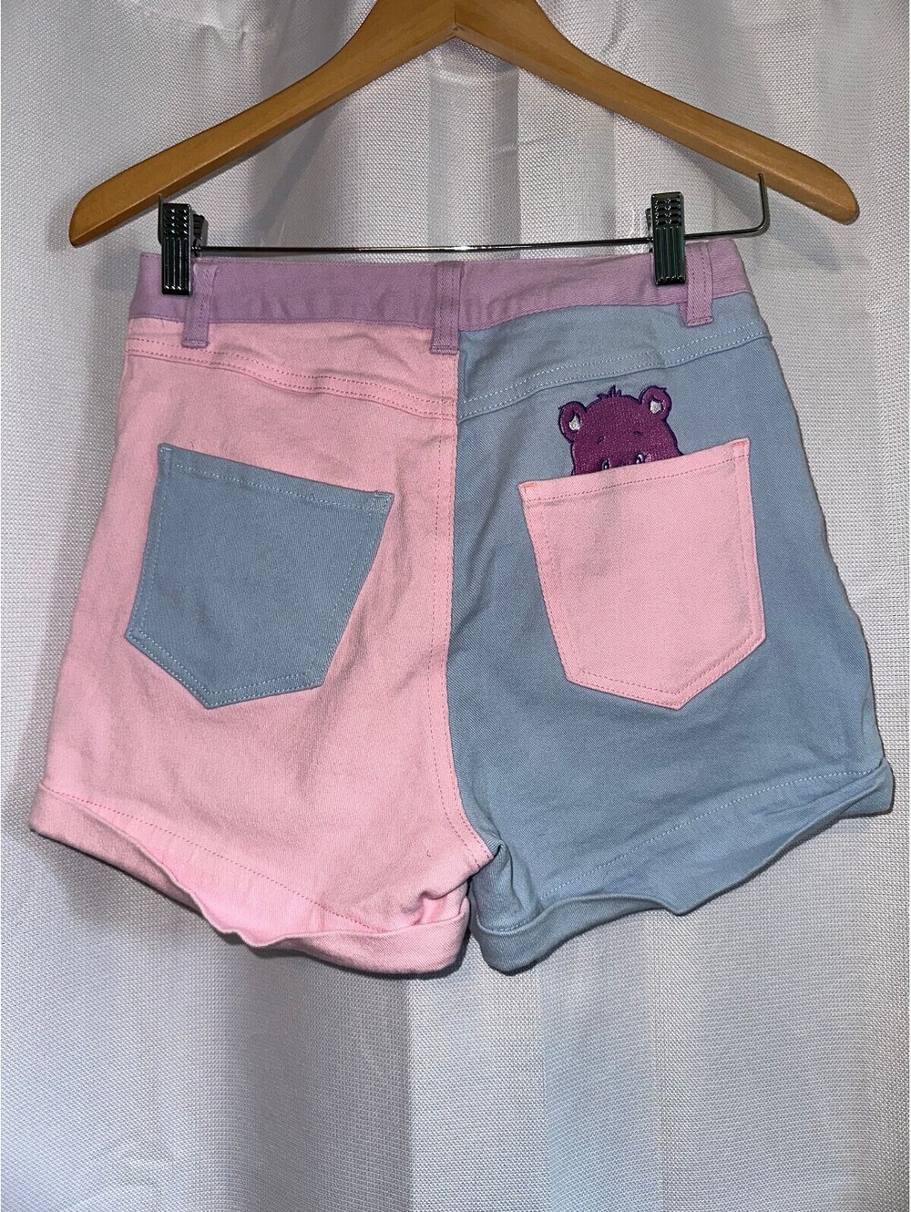 Dolls Kill x Care Bears Whimsy Colorblock Denim Shorts S
